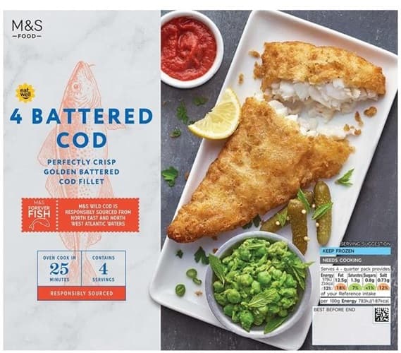 Marks & Spencer Food 4 Battered Haddock 500g