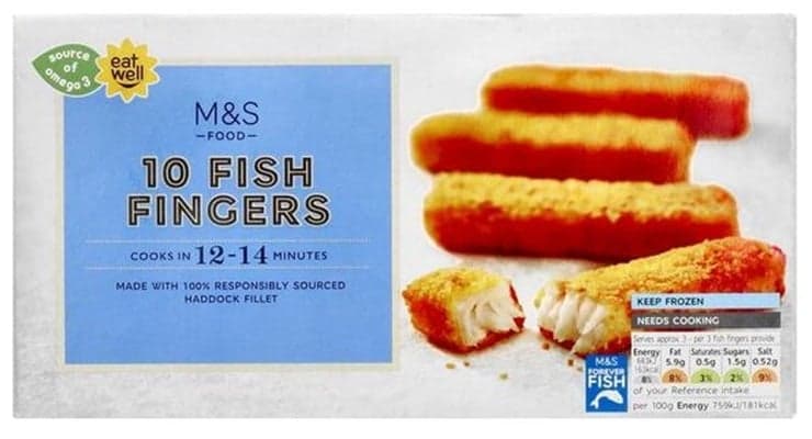 Marks & Spencer 10 tőkehal rudacska zsemlemorzsa panírban