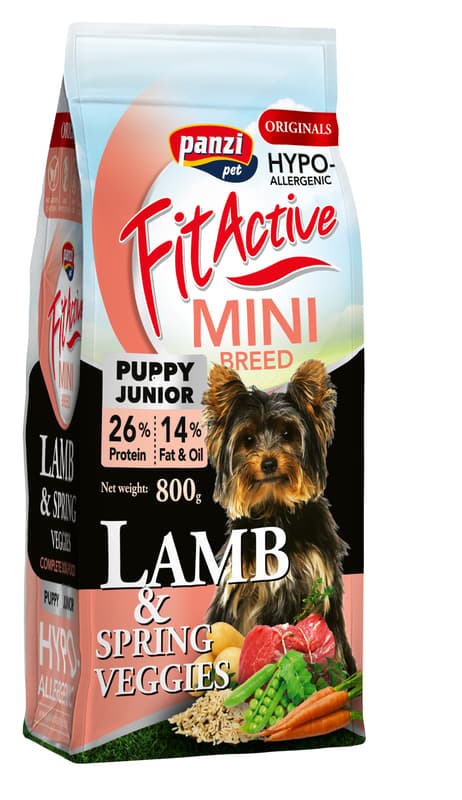 FitActive Originals Mini Puppy hipoallergén száraztáp kis testű kölyök kutyáknak, bárány-tavaszi zöldség