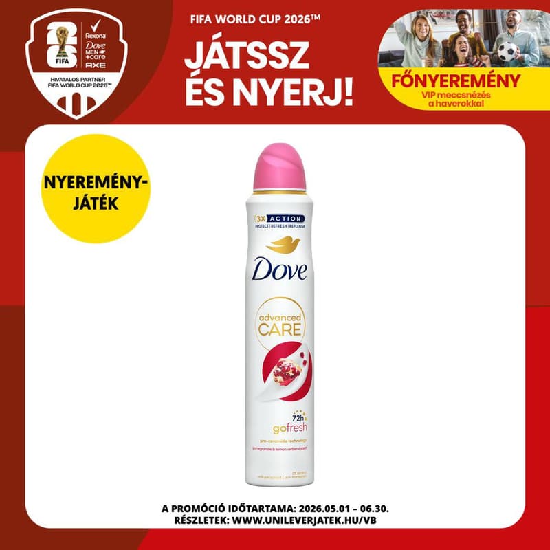 Dove Advanced Care Go Fresh Gránátalma illatú izzadásgátló dezodor, 200 ml