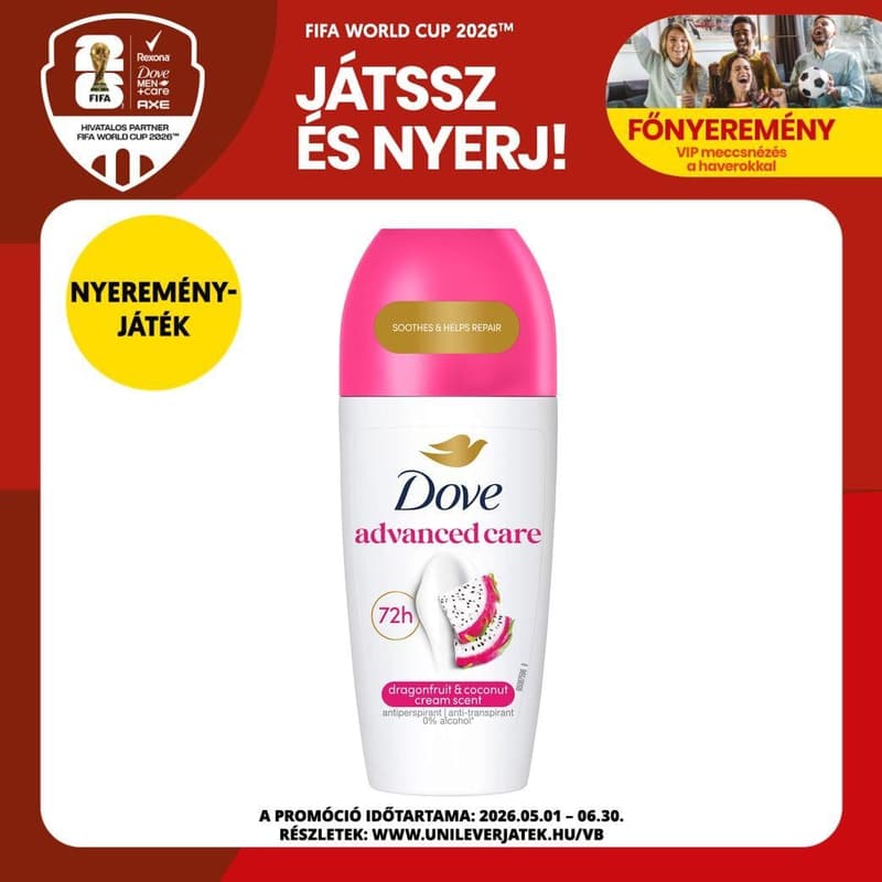 Dove Advanced Care Go Fresh Sárkánygyümölcs és Kókusz illatú női golyós izzadásgátló, 50 ml