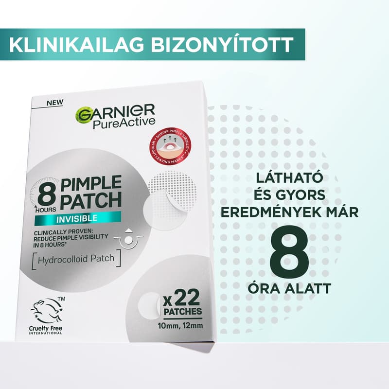 Garnier Pure Active Hydrocolloid Invisible Pimple Patches with BHA, 22 pcs