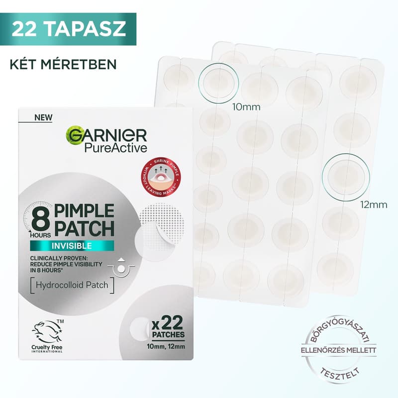 Garnier Pure Active Hydrocolloid Invisible Pimple Patches with BHA, 22 pcs