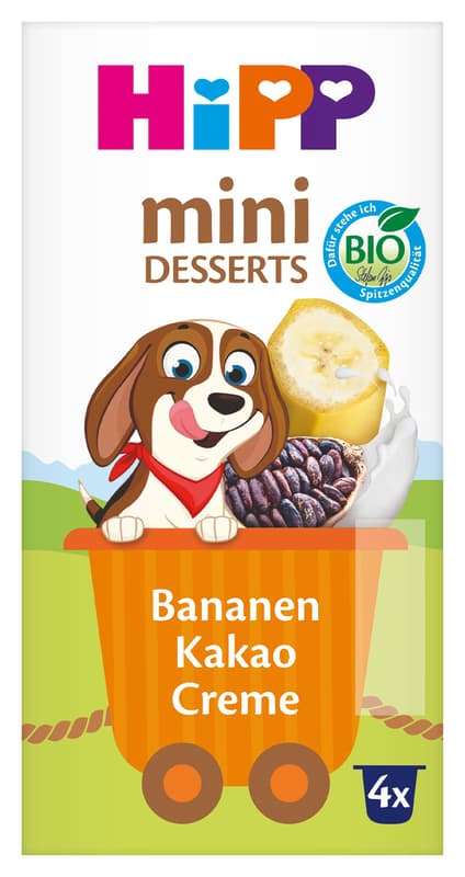 Hipp BIO Banános - kakaós krém, 7 hónapos kortól (4x100g)