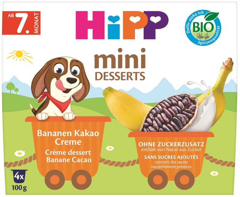 Hipp BIO Banános - kakaós krém, 7 hónapos kortól (4x100g)