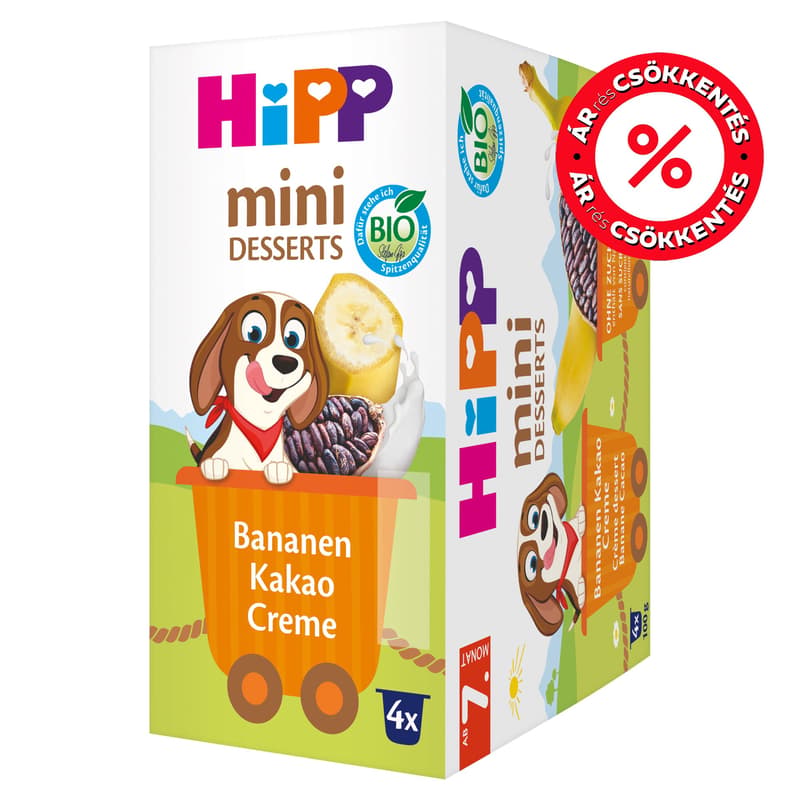 Hipp BIO Banános - kakaós krém, 7 hónapos kortól (4x100g)