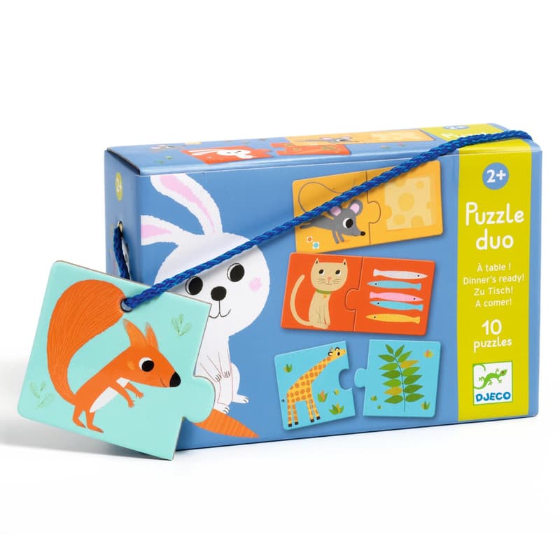 Djeco Párosító puzzle - Ki mit eszik?, 20 db-os - Dinner's ready!