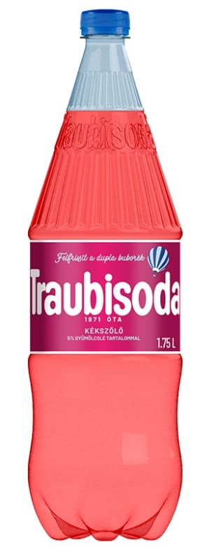 Traubisoda Kékszőlő ízű szénsavas üdítőital cukorral és édesítőszerekkel