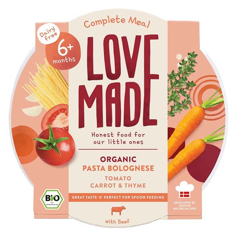 Lovemade Organic Bio Bolognai tészta paradicsommal répával és kakukkfűvel 6 hónapos kortól