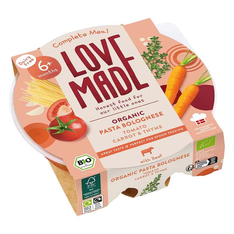 Lovemade Organic Bio Bolognai tészta paradicsommal répával és kakukkfűvel 6 hónapos kortól
