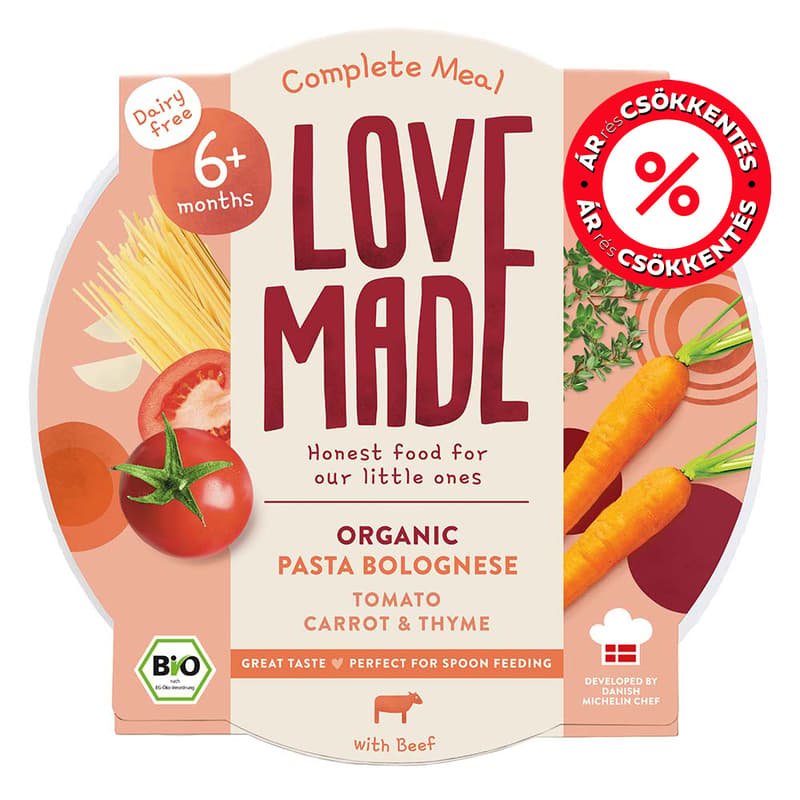 Lovemade Organic Bio Bolognai tészta paradicsommal répával és kakukkfűvel 6 hónapos kortól