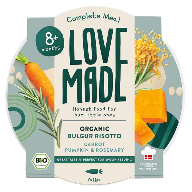 Lovemade Organic Bio Bulgur rizottó sütőtökkel sárgarépával és rozmaringgal 8 hónapos kortól