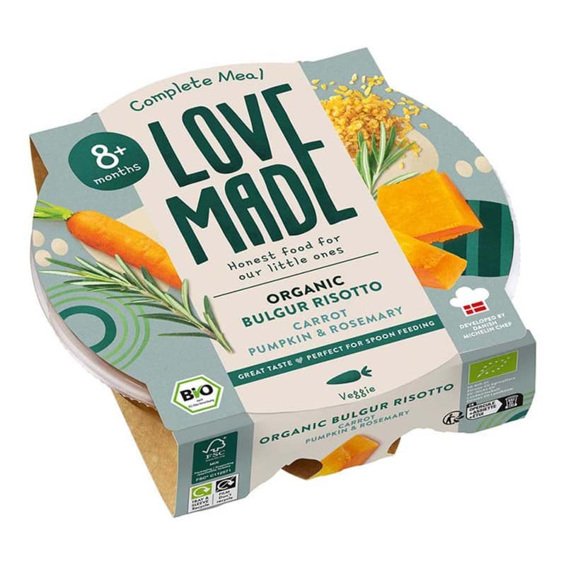 Lovemade Organic Bio Bulgur rizottó sütőtökkel sárgarépával és rozmaringgal 8 hónapos kortól