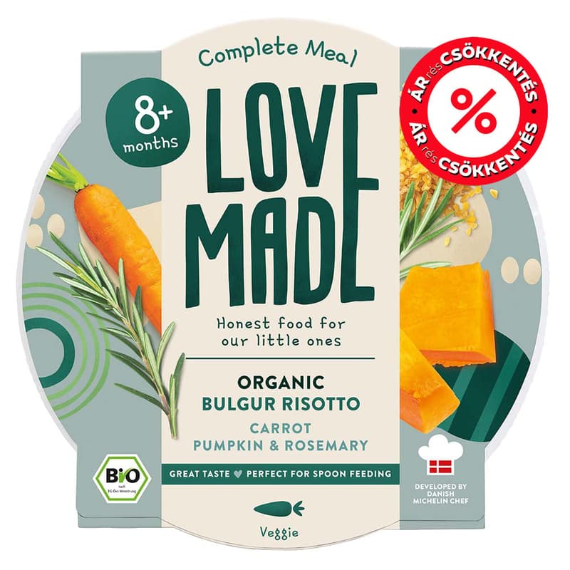 Lovemade Organic Bio Bulgur rizottó sütőtökkel sárgarépával és rozmaringgal 8 hónapos kortól