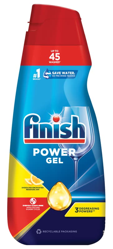 Finish Power All in 1 Dishwasher Gel, Lemon, 900ml