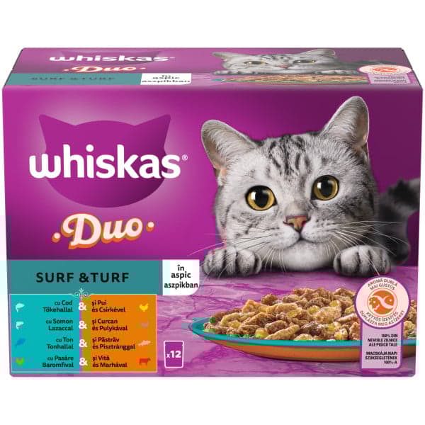 Whiskas duo alutasakos macskaeledel halas-húsos válogatás (12x85g)