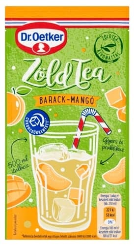 Dr. Oetker Zöld tea barack-mangó Zöld tea italpor barackos-mangós Zöldtea-kivonattal, cukorral és édesítőszerrel