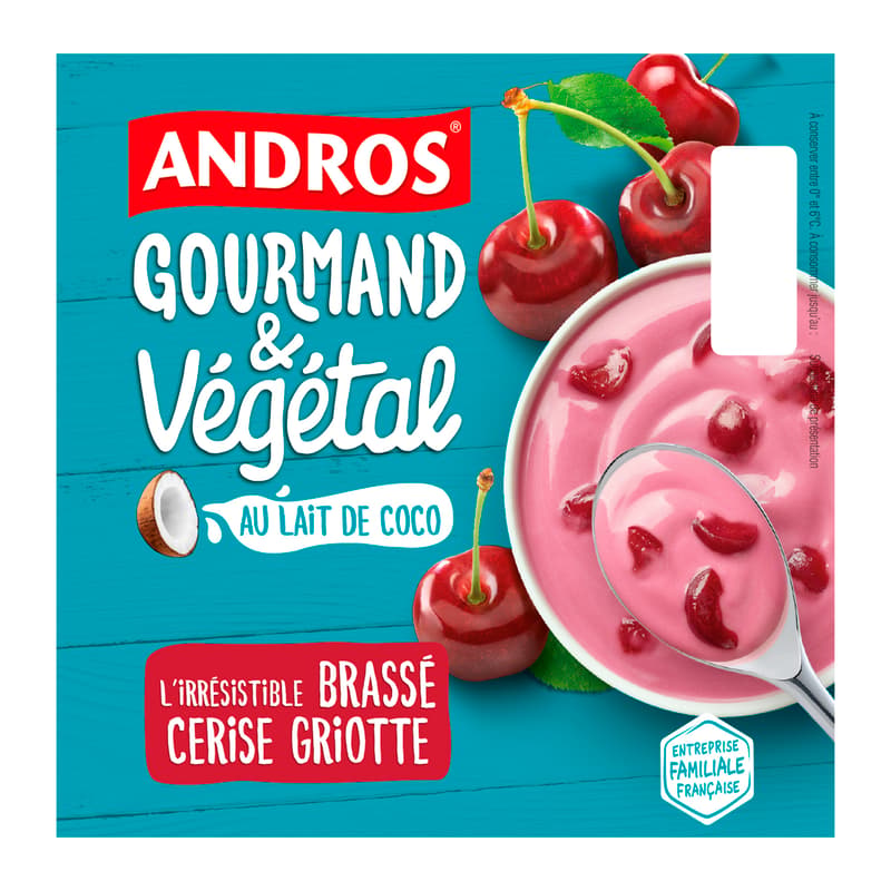 Andros Gourmandt & Végétal Sour Cherry Vegangurt (4x100g)