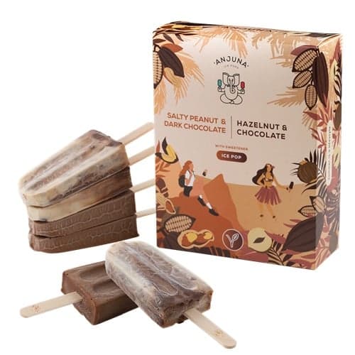 Anjuna csokoládé-mogyoró jégkrém és sós földimogyoró & étcsokoládé jégkrém