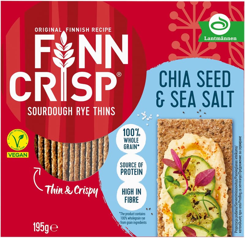 Finn Crisp Vékony Ropogós Kenyér Chia maggal és tengeri sóval