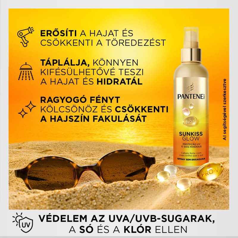 Pantene Sunkiss Glow Hajon Hagyható Hajpermet, Só-, Klór és UV Védelemmel, 200 ml