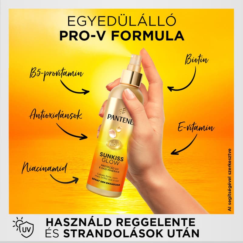 Pantene Sunkiss Glow Hajon Hagyható Hajpermet, Só-, Klór és UV Védelemmel, 200 ml