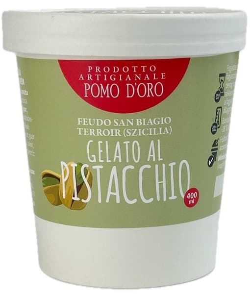 Pomo D'oro Gelato al pistacchio „Feudo San Biagio” - Prodotto artigianale - Pomo D'Oro - házi készítésű pisztácia jégkrém
