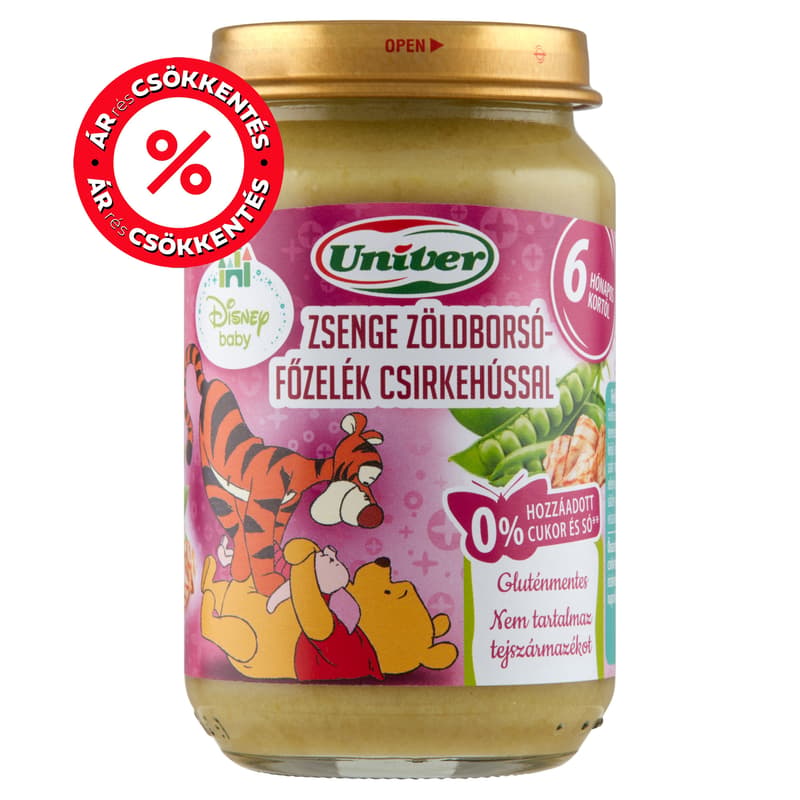 Univer Zsenge zöldborsófőzelék csirkehússal Bébiétel 6 hónapos kortól