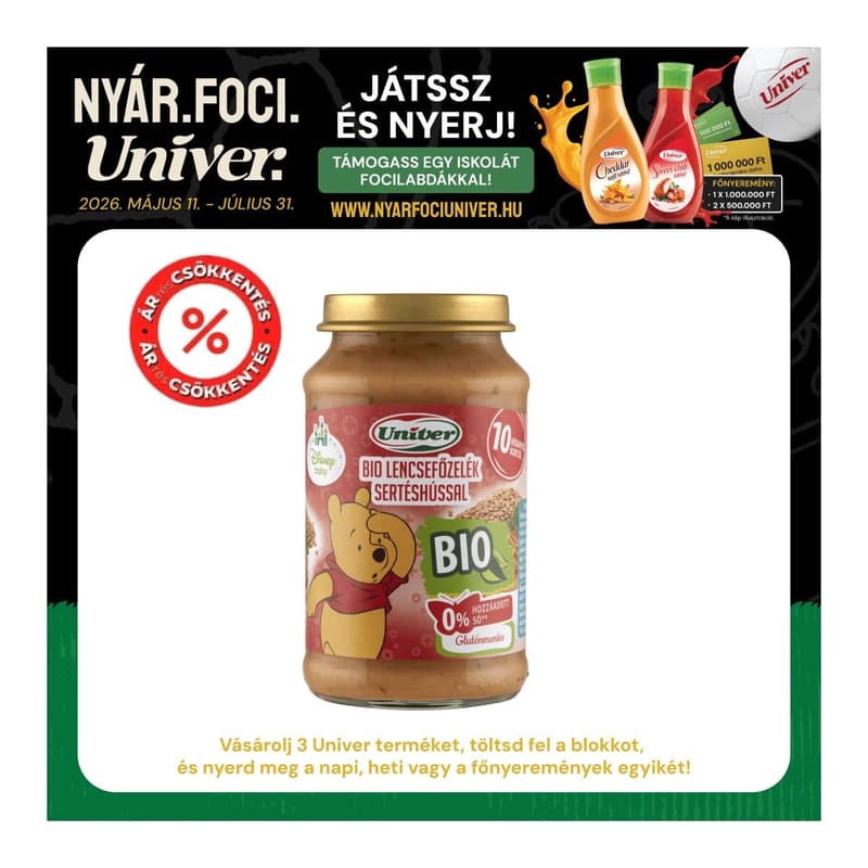 Univer Bio Lencsefőzelék sertéshússal Bébiétel 10 hónapos kortól