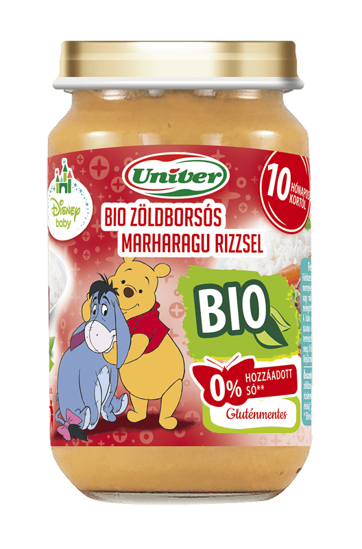 Univer Bio Zöldborsó marharagu rizzsel Bébiétel 10 hónapos kortól