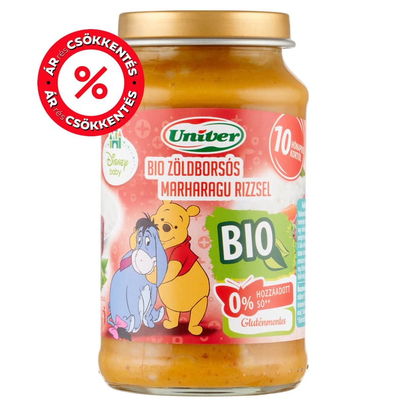 Univer Bio Zöldborsó marharagu rizzsel Bébiétel 10 hónapos kortól
