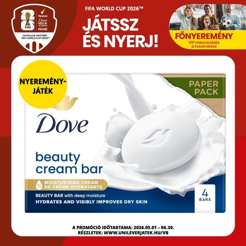 Dove Beauty Cream krémszappan, 4x90g