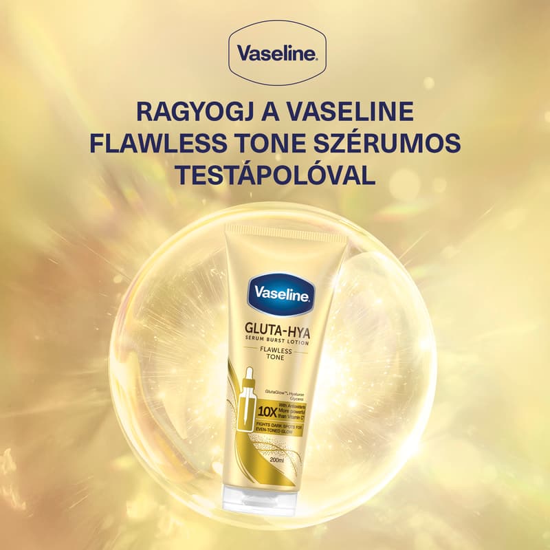 Vaseline Flawless Glow szérumos testápoló egyenletes tónusú ragyogó bőrért, 200 ml