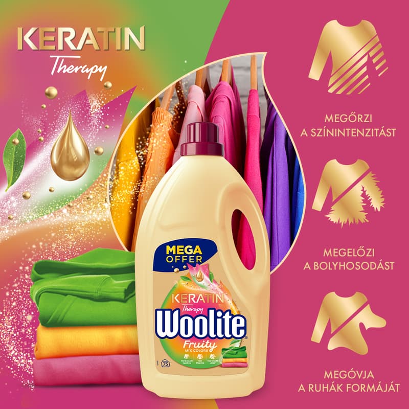 Woolite Keratin Therapy Fruity Color Washing Detergent, 4,5 l (75 washloads)