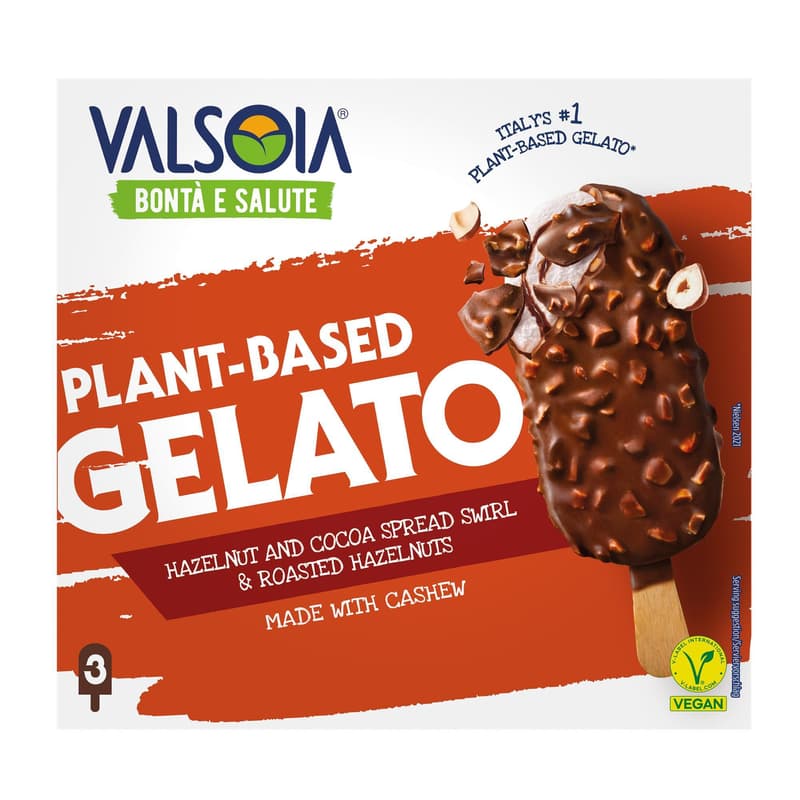 Valsoia Vegan Cashew-based Hazelnut Spread Sticks (3x130ml)
