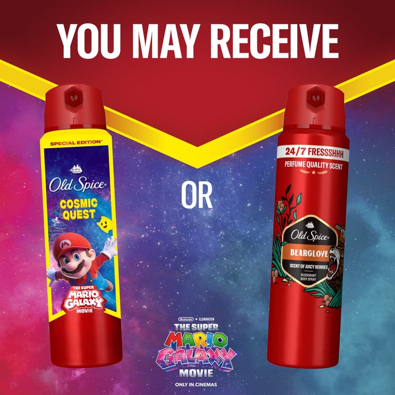Old Spice Bearglove Deo Spray, Super Mario Edition, 200 ml