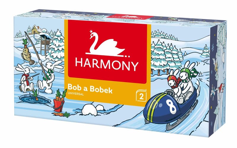 HARMONY FACIAL TISSUE 1x150  WINTER BOB&BOBEK, 2PLY