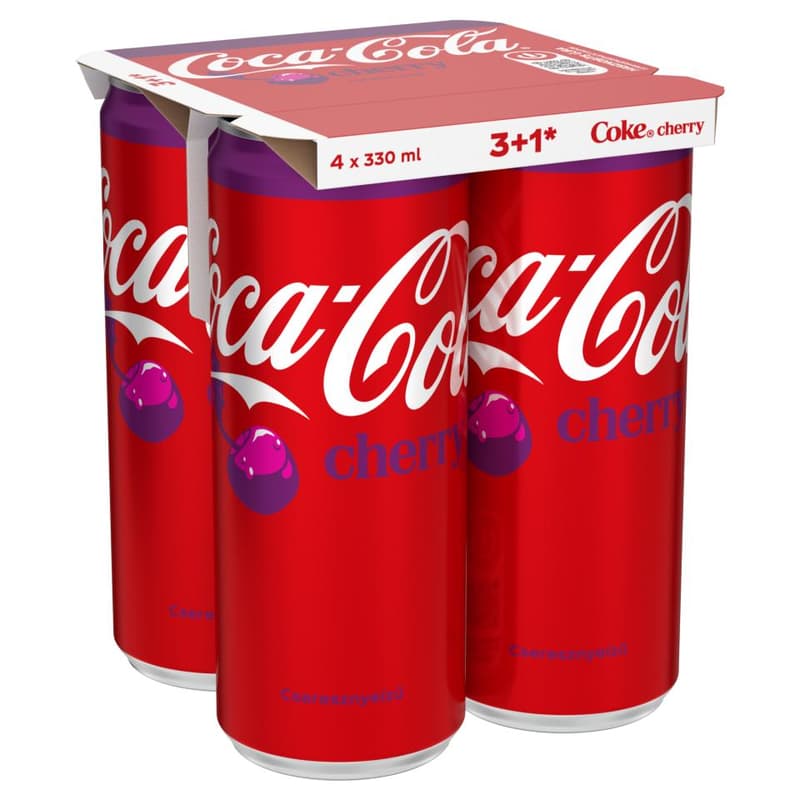 Coca-Cola Cherry colaízű szénsavas üdítőital cseresznye ízesítéssel (4 x 330 ml)
