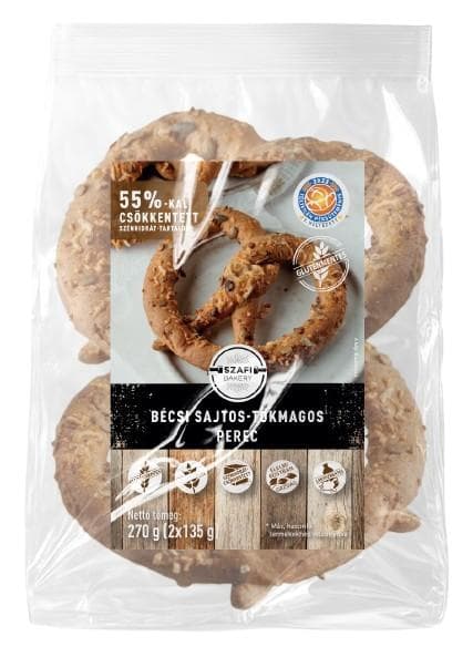 Szafi Bakery Bécsi sajtos-tökmagos perec  (2*135g) (gluténmentes)