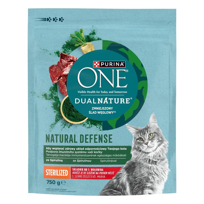 Purina One Dual Nature Spirulina Steril száraz macskaeledel marhával