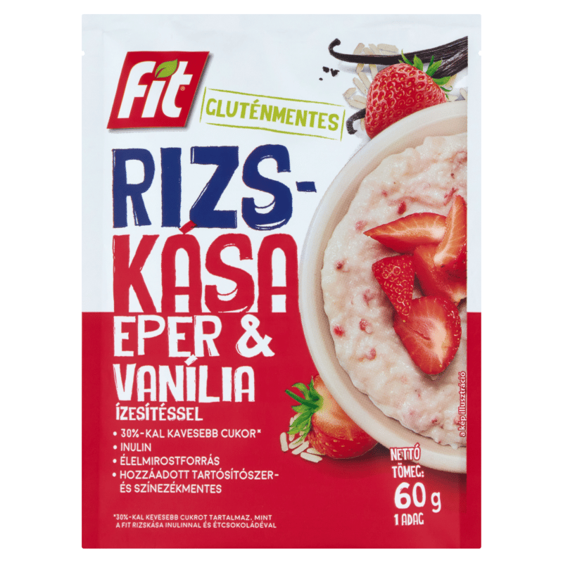 Fit Rizskása Eper & vanília, gluténmentes