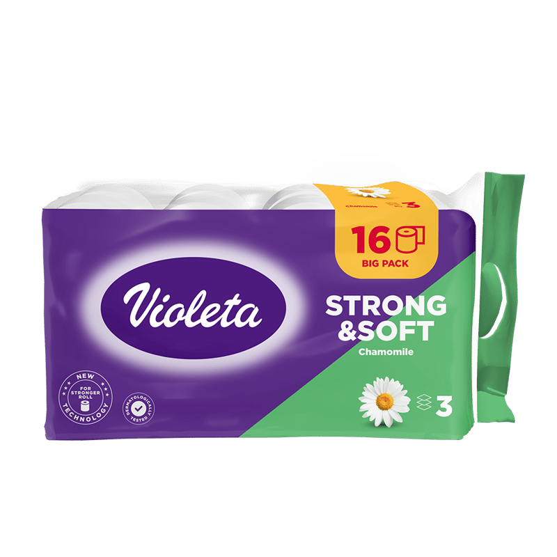VIOLETA Strong & Soft toalettpapír 3 rétegű 16 db – kamilla illatú