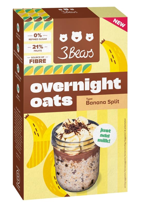 3Bears Overnight Oats banán split zabkása