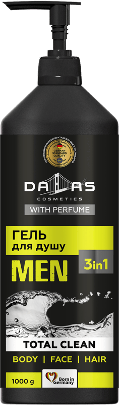 DALAS Férfi 3 az 1-ben „Total Clean” tusfürdő és sampon