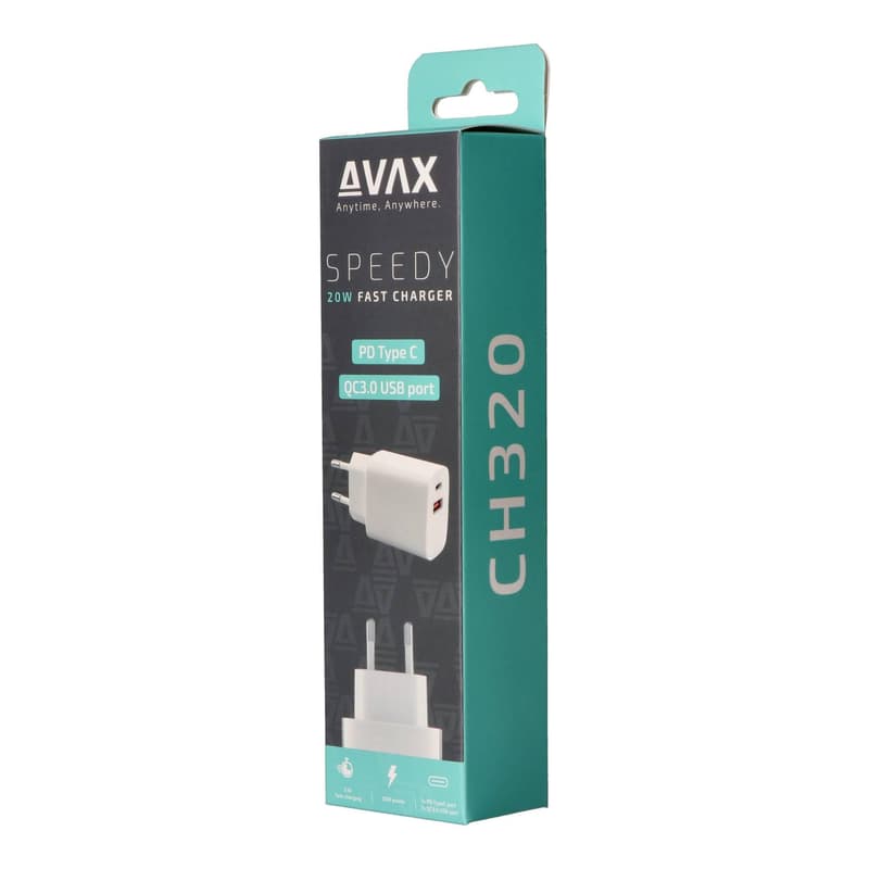 AVAX CH-320 Hálózati fali töltő USB + Type C, 20W