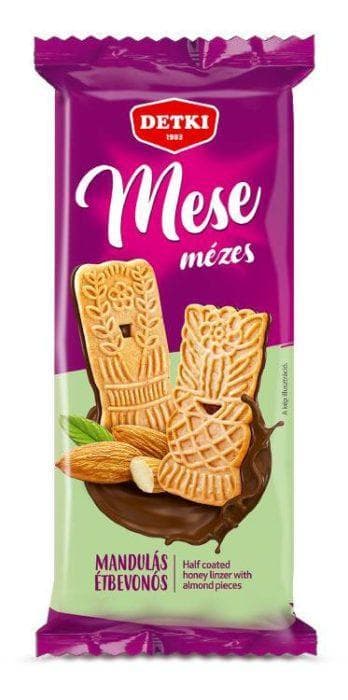 Mese mézes linzer manduladarabokkal kakaós étbev.félig mártva
