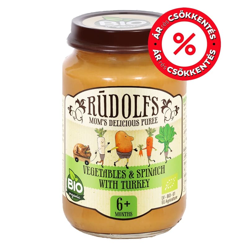 RUDOLFS ORGANIC Bio zöldségek pulykahússal 6 hónapos kortól