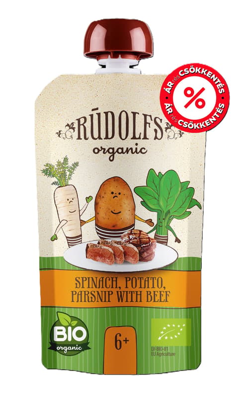 RUDOLFS ORGANIC Bio spenót, burgonya, paszternák marhahússal 6 hónapos kortól
