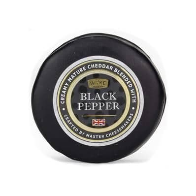 Wyke fekete borsos cheddar sjat, kerek, wax kéregben