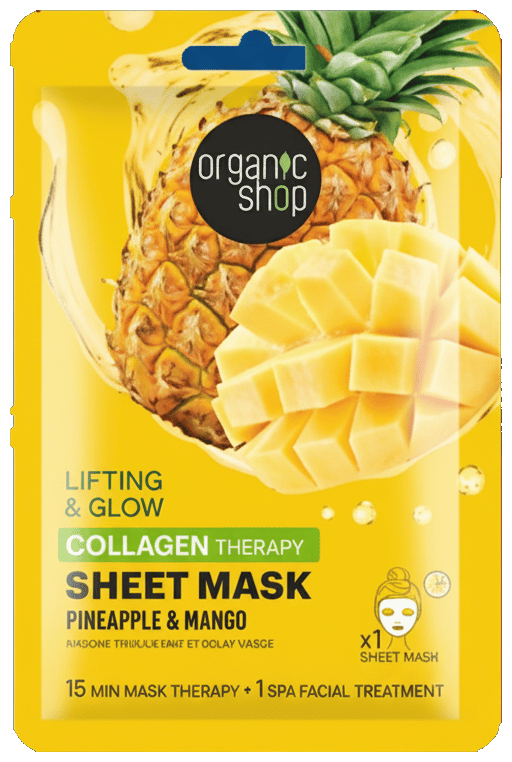 Organic Shop Lifting & Glow Kollagénes fátyolmaszk ananásszal és mangóval  25g